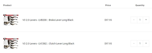 V3 2.0 Levers - LVB208 :: Brake Lever Long Black + V3 2.0 Levers - LVC582 :: Clutch Lever Long Black